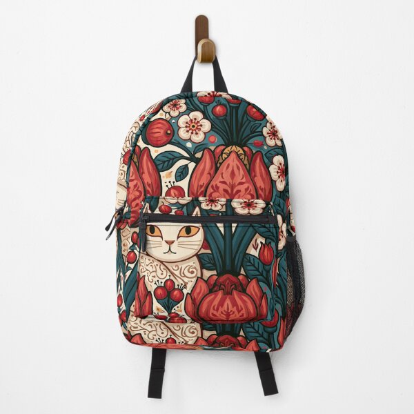 Item preview, Scandinavian Folk Art Cats & Tulips – Nordic Botanical Pattern designed and sold by obstinator.