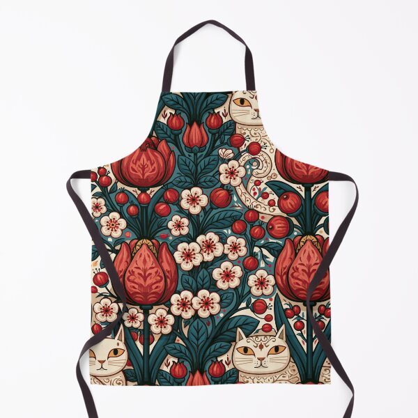 Item preview, Scandinavian Folk Art Cats & Tulips – Nordic Botanical Pattern designed and sold by obstinator.