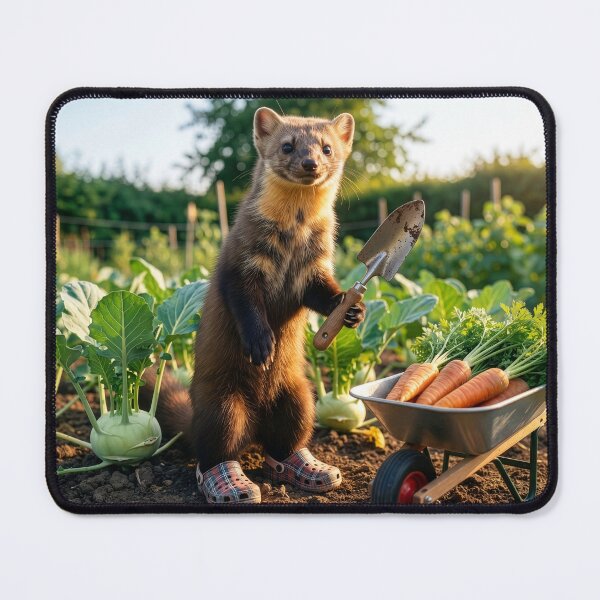 Item preview, Pine Marten Gardener Gathers Carrots and Kohlrabies designed and sold by Tridentulus.