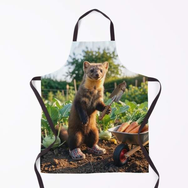 Item preview, Pine Marten Gardener Gathers Carrots and Kohlrabies designed and sold by Tridentulus.