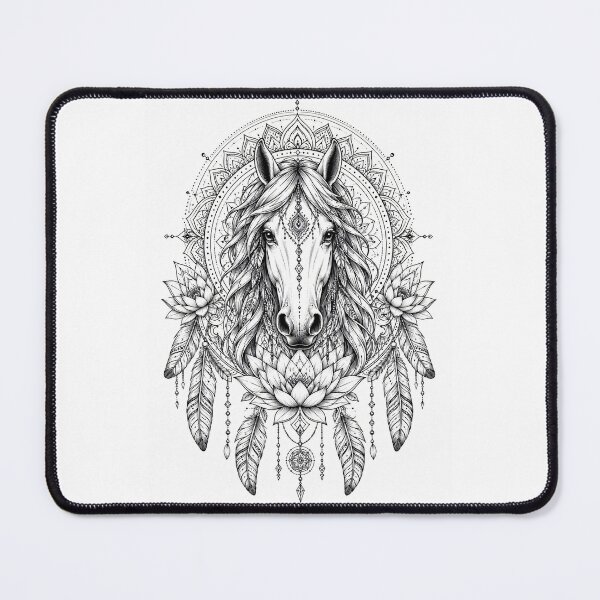 Item preview, Bohemian Horse Mandala Line Art | Spiritual Harmony, Freedom & Inner Strength designed and sold by suryabumblee.