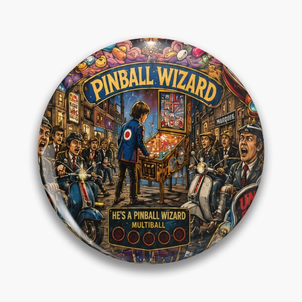 Item preview, Amazing Journey Pop Art Tommy Pinball Wizard Machine illustration cartoon poster designed and sold by Kludoman.