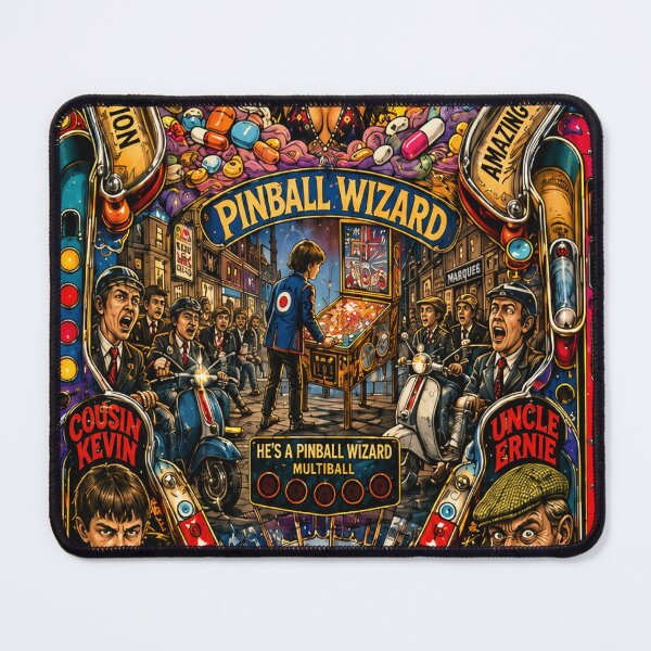 Item preview, Amazing Journey Pop Art Tommy Pinball Wizard Machine illustration cartoon poster designed and sold by Kludoman.