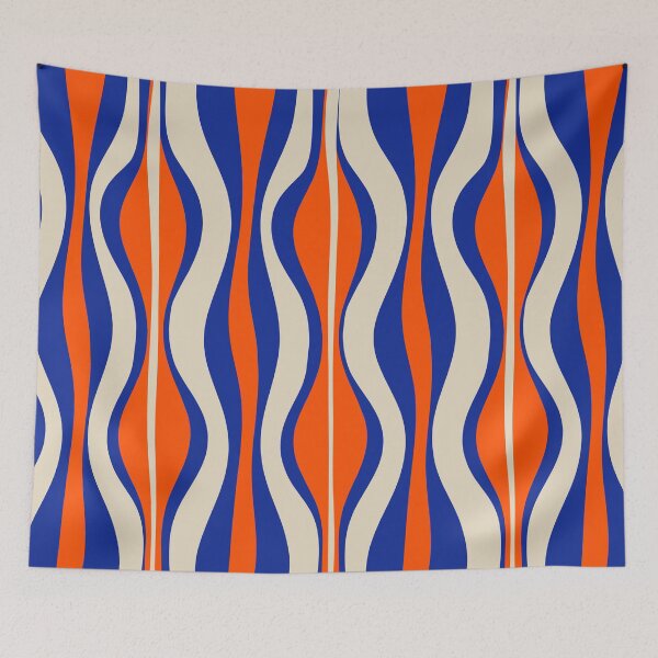 Item preview, Mid Century Modern Abstract Hourglass Pattern in Bright Blue and Orange designed and sold by kierkegaard.