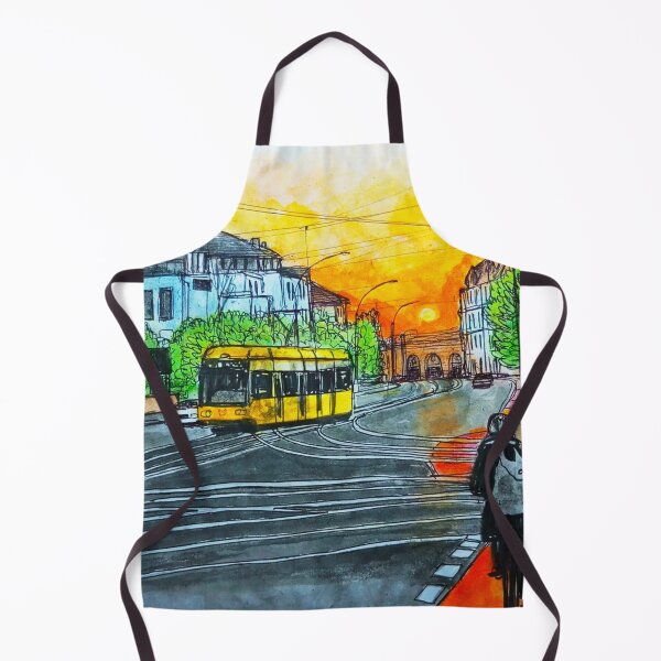 Item preview, Albertplatz at sunset – Dresden Neustadt Tram Urban Sketch designed and sold by UMA Urban Sketch.
