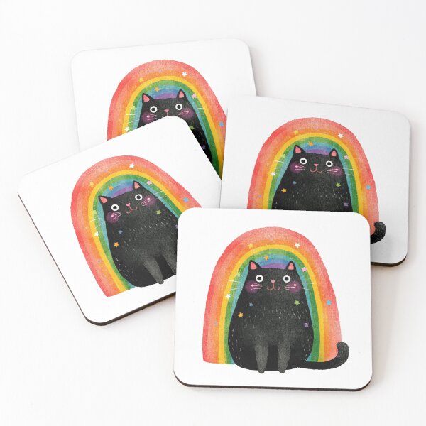 Item preview, Cute LGBTQ Pride Black Cat with Rainbow Flag designed and sold by VikArt7.