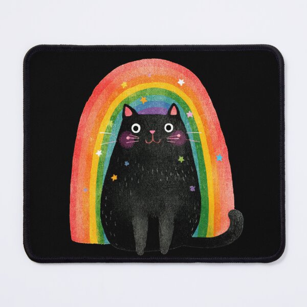 Item preview, Cute LGBTQ Pride Black Cat with Rainbow Flag designed and sold by VikArt7.