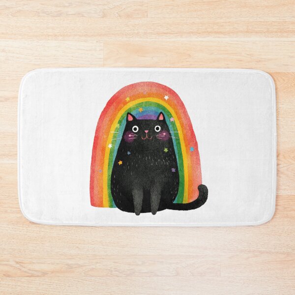 Item preview, Cute LGBTQ Pride Black Cat with Rainbow Flag designed and sold by VikArt7.