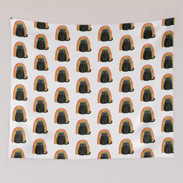 Item preview, Cute LGBTQ Pride Black Cat with Rainbow Flag designed and sold by VikArt7.