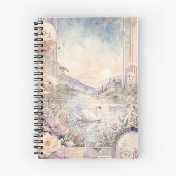 Item preview, Dreamy Swan Lake Watercolor Landscape designed and sold by ArtStyleAlice.