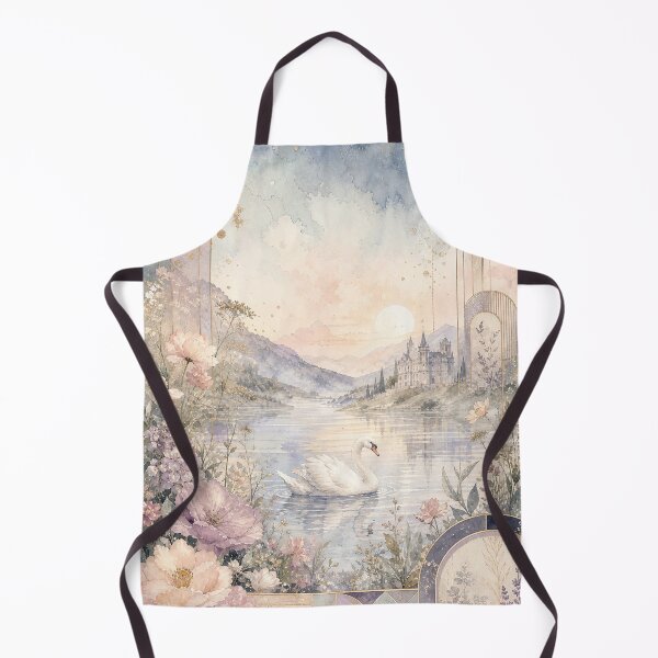 Item preview, Dreamy Swan Lake Watercolor Landscape designed and sold by ArtStyleAlice.