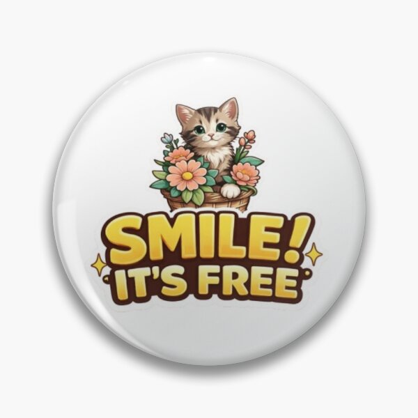 Item preview, Cute Kitten Flower Basket Sticker – Smile It’s Free Funny Cat Lover Design designed and sold by PrintforDesign.