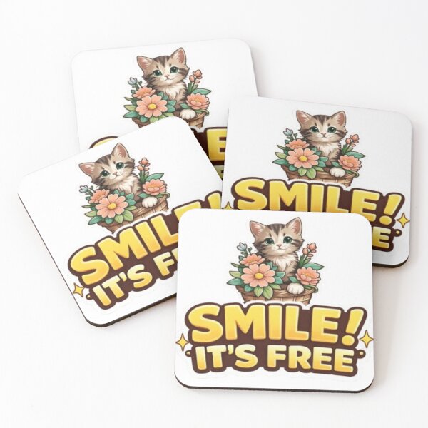 Item preview, Cute Kitten Flower Basket Sticker – Smile It’s Free Funny Cat Lover Design designed and sold by PrintforDesign.