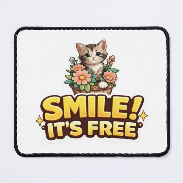 Item preview, Cute Kitten Flower Basket Sticker – Smile It’s Free Funny Cat Lover Design designed and sold by PrintforDesign.