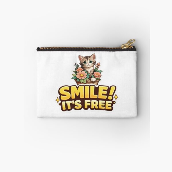 Item preview, Cute Kitten Flower Basket Sticker – Smile It’s Free Funny Cat Lover Design designed and sold by PrintforDesign.