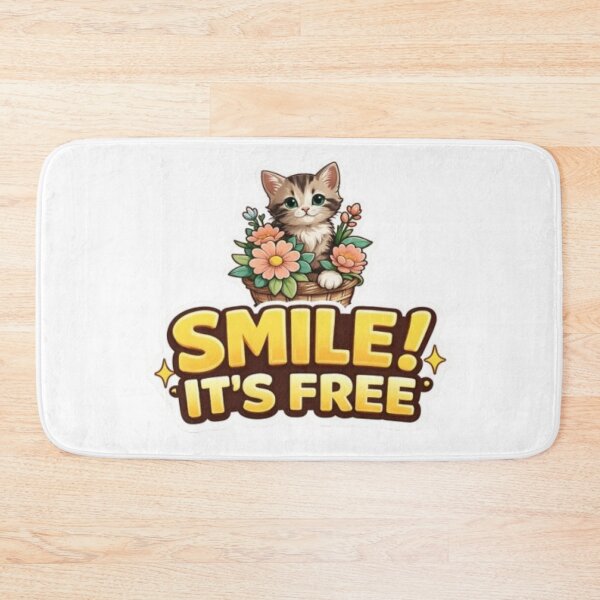 Item preview, Cute Kitten Flower Basket Sticker – Smile It’s Free Funny Cat Lover Design designed and sold by PrintforDesign.