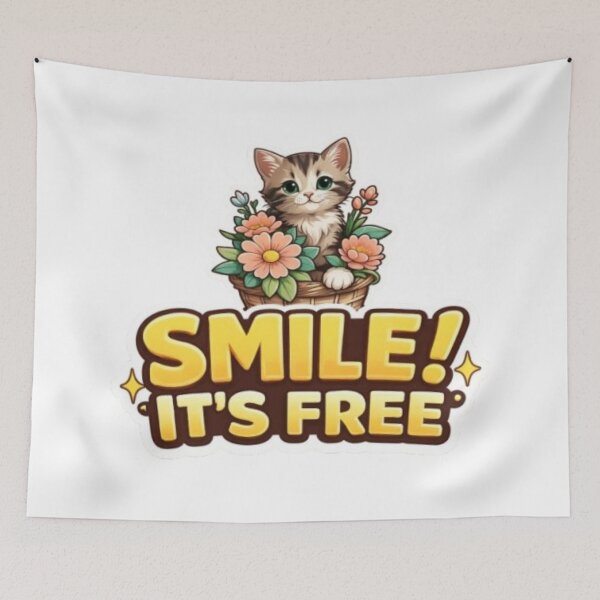 Item preview, Cute Kitten Flower Basket Sticker – Smile It’s Free Funny Cat Lover Design designed and sold by PrintforDesign.