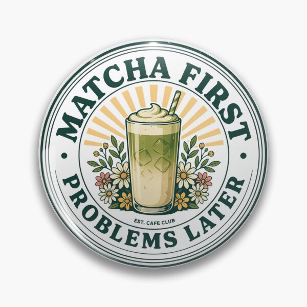 Item preview, Matcha First, Problems Later – Funny Iced Matcha Lover Retro Café Design designed and sold by ArcticFoxStudio.