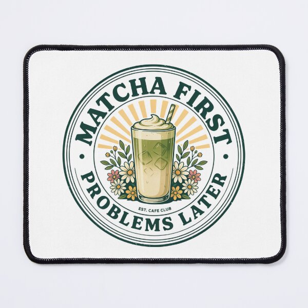 Item preview, Matcha First, Problems Later – Funny Iced Matcha Lover Retro Café Design designed and sold by ArcticFoxStudio.
