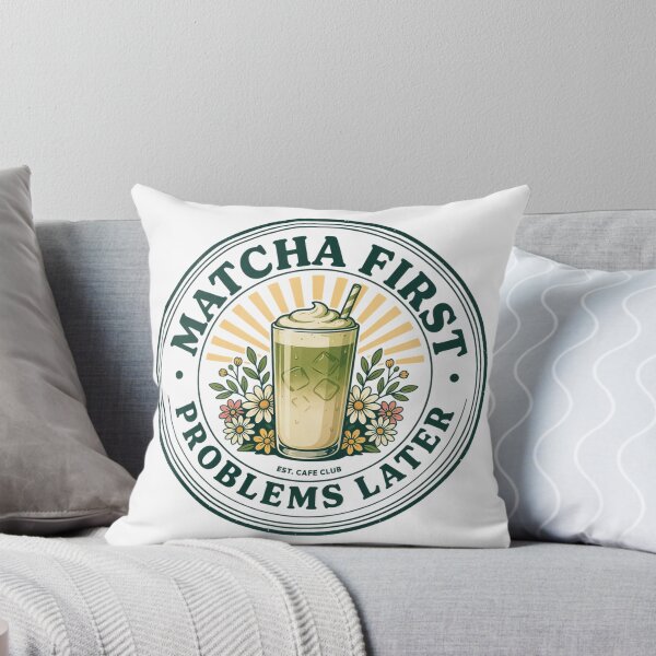 Item preview, Matcha First, Problems Later – Funny Iced Matcha Lover Retro Café Design designed and sold by ArcticFoxStudio.