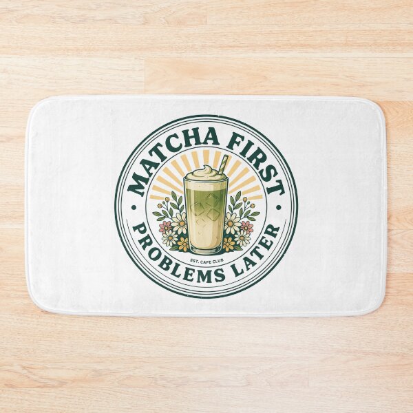 Item preview, Matcha First, Problems Later – Funny Iced Matcha Lover Retro Café Design designed and sold by ArcticFoxStudio.