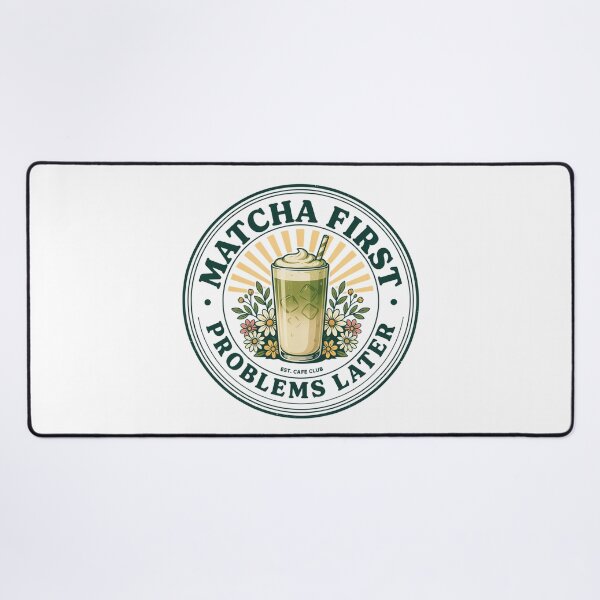 Item preview, Matcha First, Problems Later – Funny Iced Matcha Lover Retro Café Design designed and sold by ArcticFoxStudio.