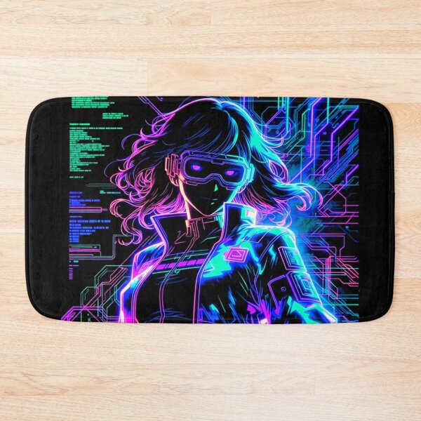 Item preview, Neon Cyberpunk Phantom Hacker Girl Line Art designed and sold by ExploreAura Studio.