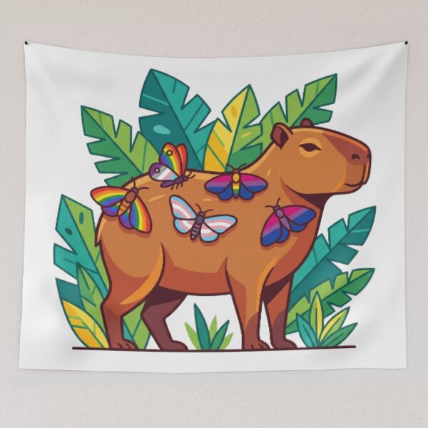 Item preview, Exotic Capybara with Rainbow Moth Accents designed and sold by CozyDesignsCo.