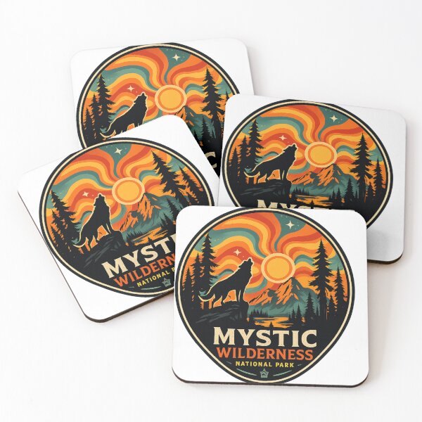 Item preview, Mystic Wilderness National Park - Retro Wolf Howling Sunset designed and sold by HumeThreads.