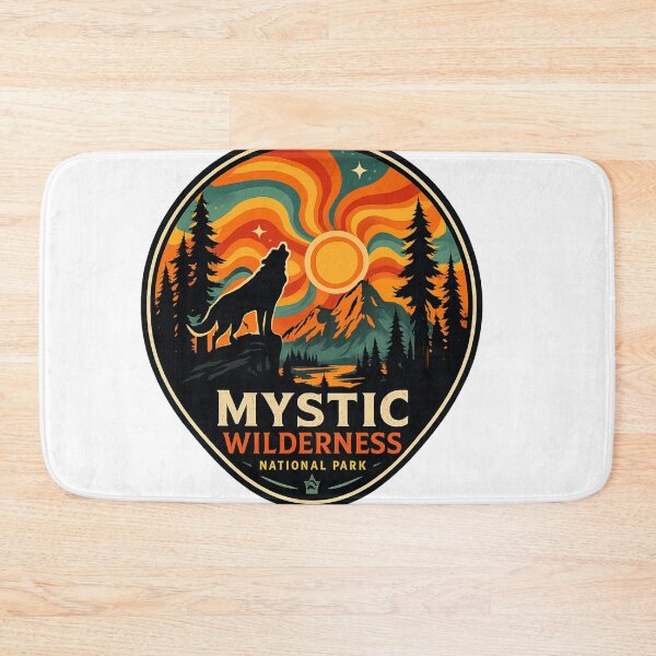 Item preview, Mystic Wilderness National Park - Retro Wolf Howling Sunset designed and sold by HumeThreads.
