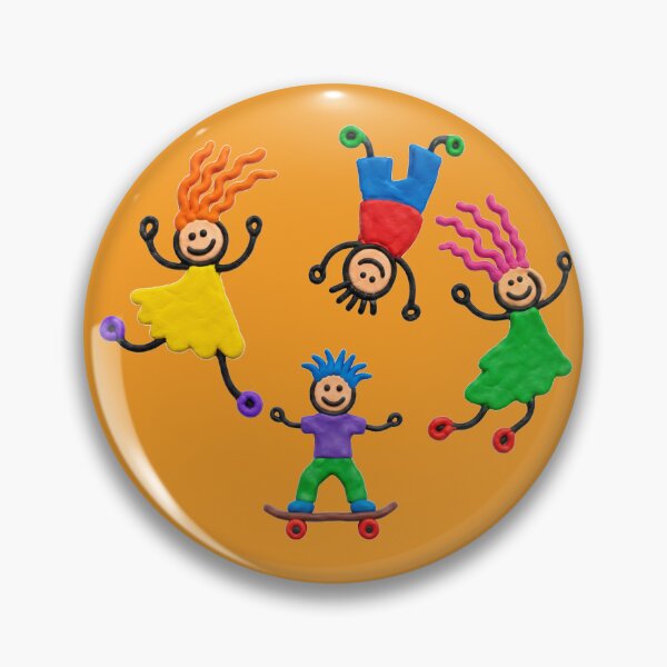 Item preview, Happy Colorful Plasticine Clay Stick Figures Jumping and Skating designed and sold by puzzell.