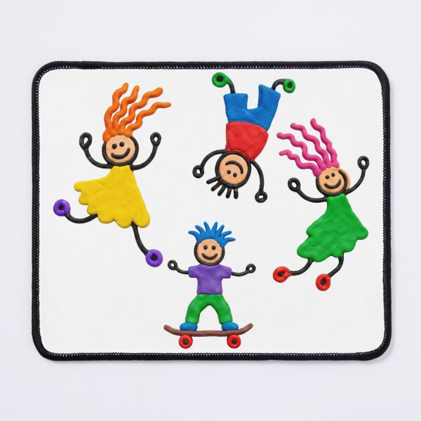Item preview, Happy Colorful Plasticine Clay Stick Figures Jumping and Skating designed and sold by puzzell.