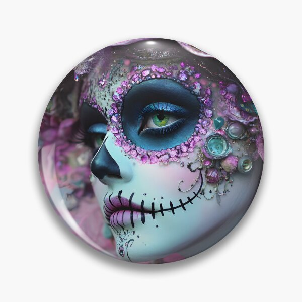 Item preview, Vibrant Sugar Skull with Floral Elements and Jewelry designed and sold by Artessie.