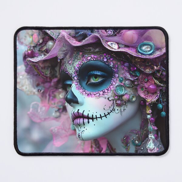 Item preview, Vibrant Sugar Skull with Floral Elements and Jewelry designed and sold by Artessie.