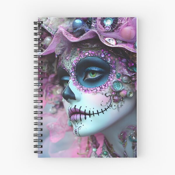 Item preview, Vibrant Sugar Skull with Floral Elements and Jewelry designed and sold by Artessie.