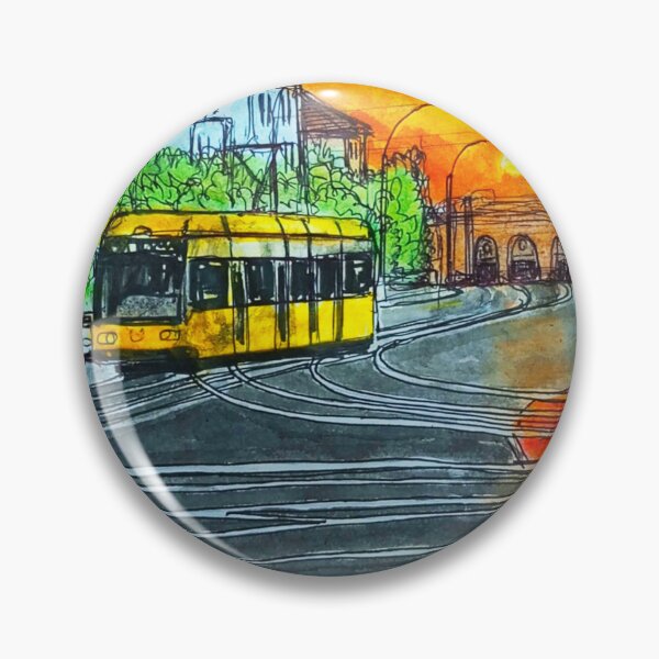Item preview, Albertplatz at sunset – Dresden Neustadt Tram Urban Sketch designed and sold by UMA Urban Sketch.