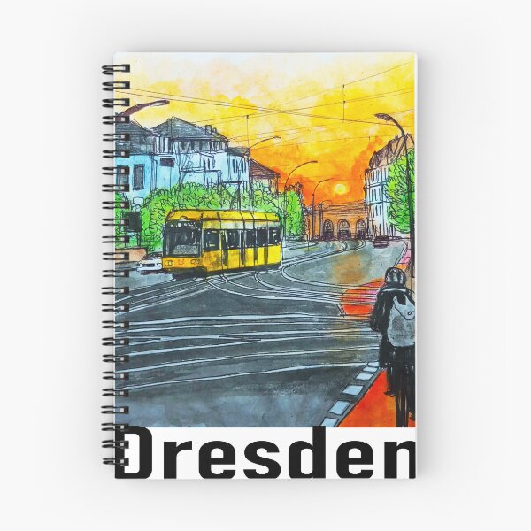 Item preview, Albertplatz at sunset – Dresden Neustadt Tram Urban Sketch designed and sold by UMA Urban Sketch.