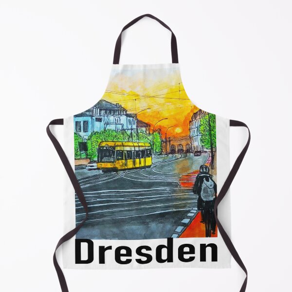 Item preview, Albertplatz at sunset – Dresden Neustadt Tram Urban Sketch designed and sold by UMA Urban Sketch.