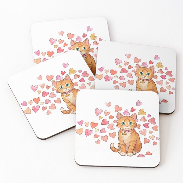 Item preview, Orange Cat with Hearts – Cute and Adorable Feline Love designed and sold by Carrinho21.