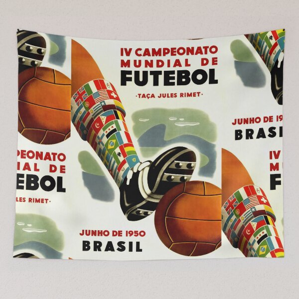 Item preview, Vintage 1950 FIFA World Cup Poster | Brazil Soccer Art | Mid-Century Design & International Flags | Sports History Print designed and sold by artofuniverse.