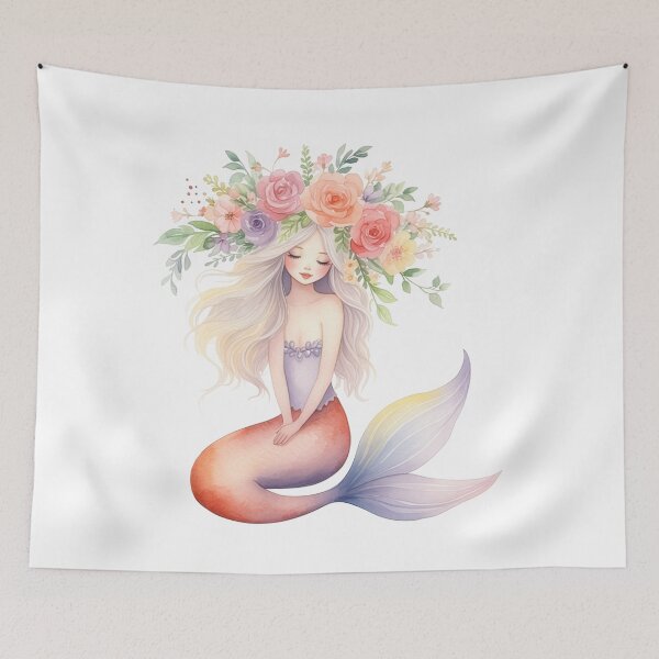 Item preview, Pastel Flower Crown Mermaid designed and sold by Rutvain.