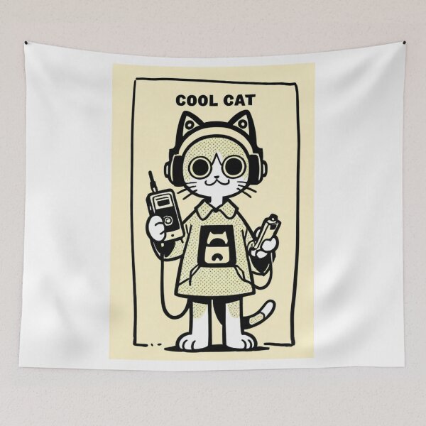 Item preview, Cat - Blue Walkman Retro designed and sold by DoodyPets.