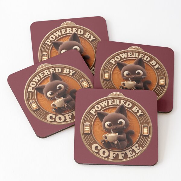 Item preview, Cute Cat Powered by Coffee – Cozy Kawaii Coffee Lover Aesthetic Design designed and sold by MartBook.