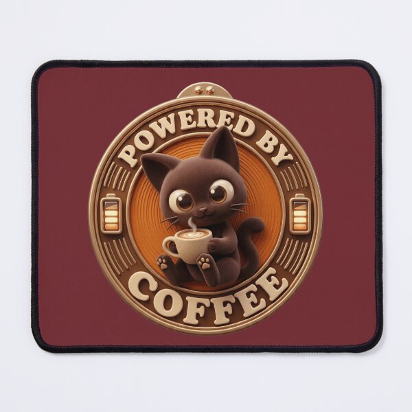 Item preview, Cute Cat Powered by Coffee – Cozy Kawaii Coffee Lover Aesthetic Design designed and sold by MartBook.