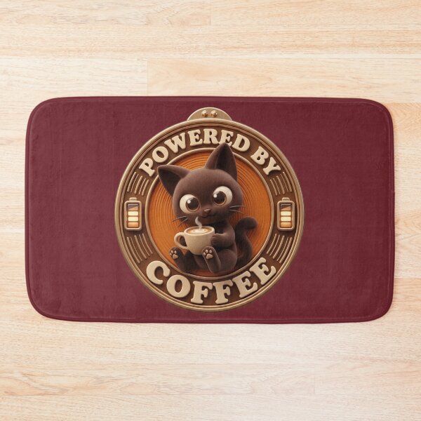 Item preview, Cute Cat Powered by Coffee – Cozy Kawaii Coffee Lover Aesthetic Design designed and sold by MartBook.