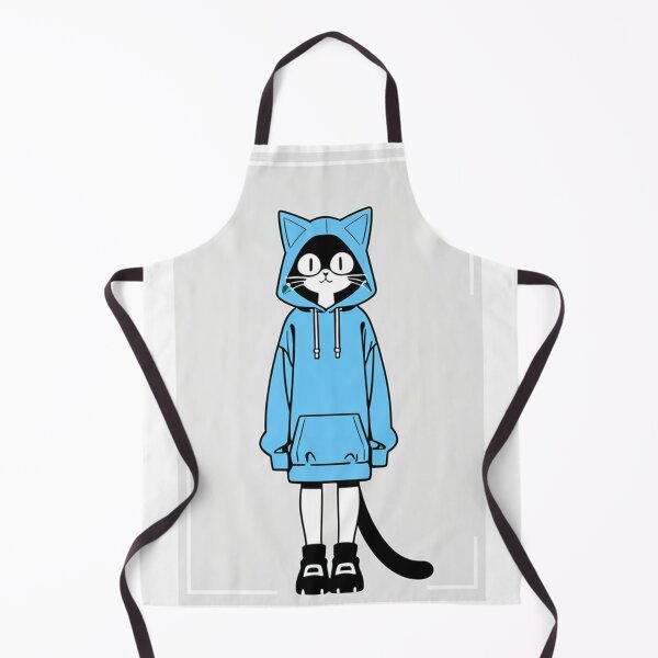 Item preview, Cat - Cyan Hoodie Black Face White Muzzle designed and sold by DoodyPets.