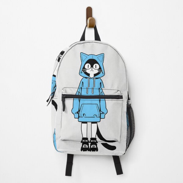 Item preview, Cat - Cyan Hoodie Black Face White Muzzle designed and sold by DoodyPets.