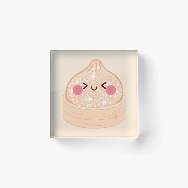 Item preview, Peach Orange Gold Glitter squishy Dumpling in bamboo steamer basket designed and sold by EmeraldeaArt.