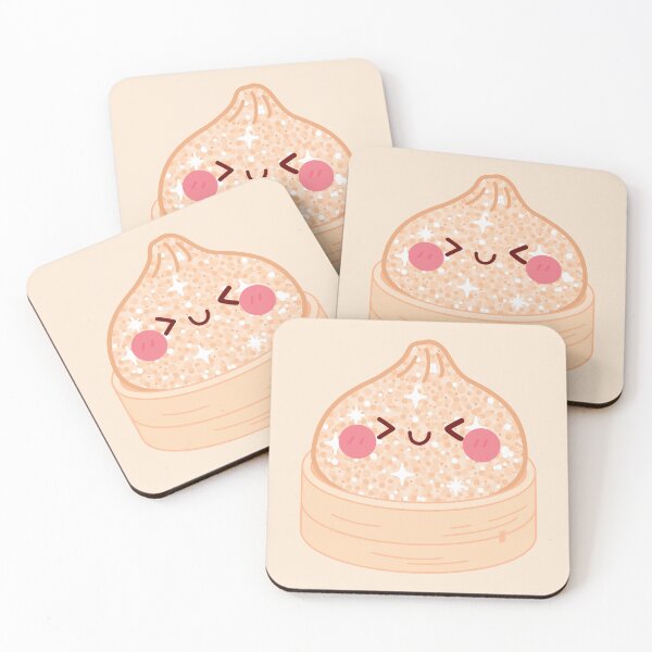 Item preview, Peach Orange Gold Glitter squishy Dumpling in bamboo steamer basket designed and sold by EmeraldeaArt.