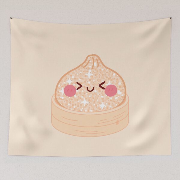 Item preview, Peach Orange Gold Glitter squishy Dumpling in bamboo steamer basket designed and sold by EmeraldeaArt.